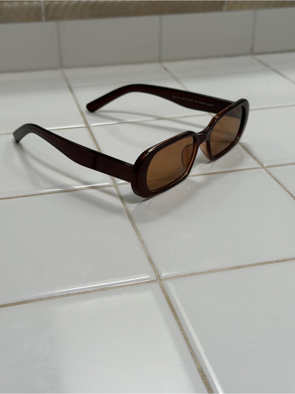 Brown Rectangular Sunglasses - Picture 2 of 2